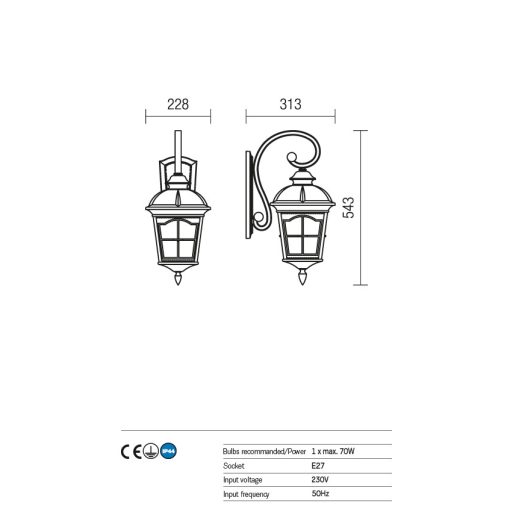 York Wandaußenleuchte, schwarz matt 10326