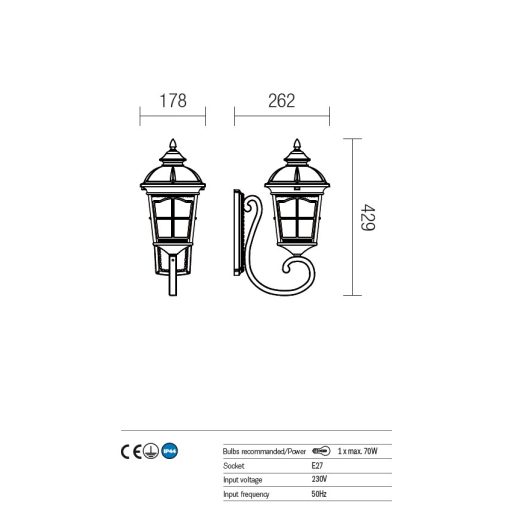 York Wandaußenleuchte, schwarz matt 10329