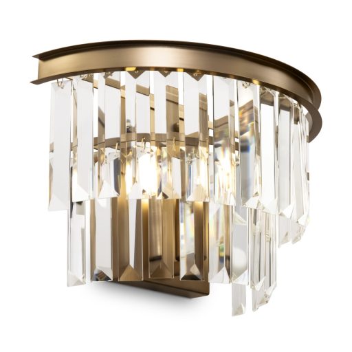 REVERO neoklasszikus kristály fali lámpa, bronz