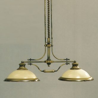 Old lamp klasszikus csillár patina, sárga búra, 2xE27