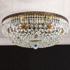 Sheraton kristály mennyezeti lámpa, patina, 55 cm, 6xE27