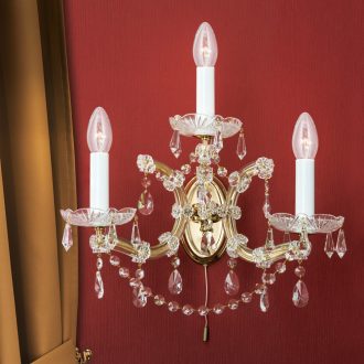 Klassisch kristály fali lámpa, arany, 28 cm, 3xE14