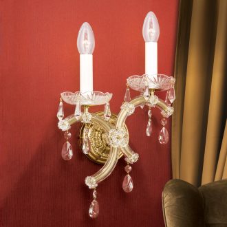 Klassisch kristály fali lámpa, arany, 38 cm, 2xE14