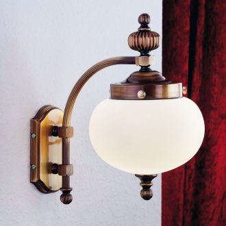   Wiener Nostalgie klasszikus fali lámpa patina, sárga búra, 1xE27