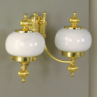   Wiener Nostalgie klasszikus fali lámpa réz, opál búra, 2xE27