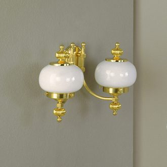   Wiener Nostalgie klasszikus fali lámpa réz, opál búra, 2xE27