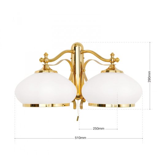 Empire klasszikus fali lámpa arany, opál búra, 0xE27