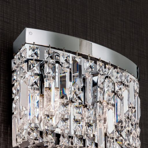 RING kristály fali lámpa, króm, szögletes, 2xE14