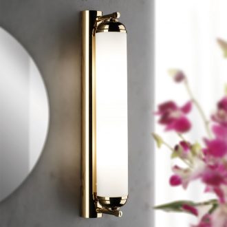   Wiener Nostalgie klasszikus fürdőszobai tükörmegvilágító arany, opál búra, 2xE14