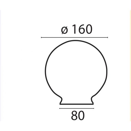 Gömb lámpabúra, matt opál, 16 cm, 8 cm szájjal